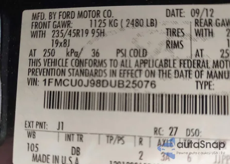 2013 Ford Escape Titanium from USA, damaged, VIN 1FMCU0J98DUB25076